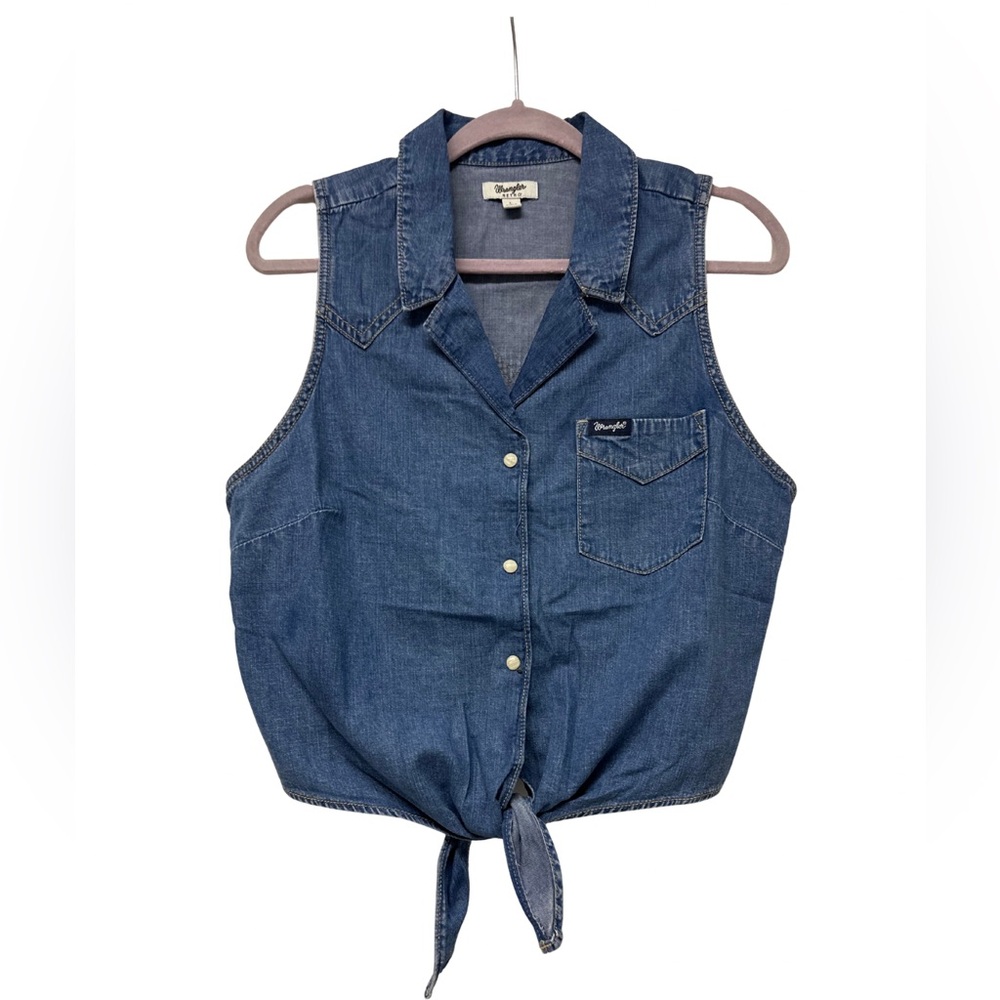 NWOT Wrangler Retro Denim Sleeveless Tie-Front Top vest
